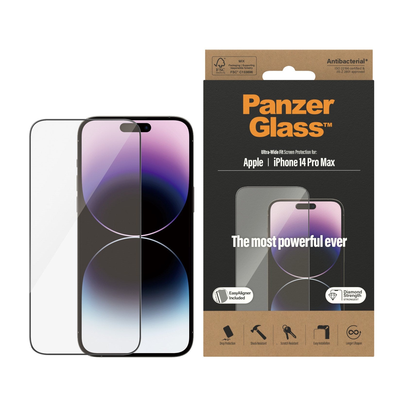 PanzerGlass® Skærmbeskyttelse iPhone 14 Pro Max | Ultra-Wide Fit m. EasyAligner